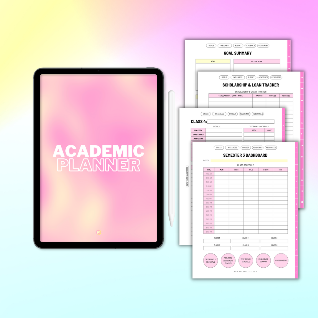 digital academic planner - organized for back to school